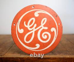 Vintage General Electric Script Logo GE Industrial Plaque Sign Fans Motors etc