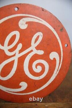 Vintage General Electric Script Logo GE Industrial Plaque Sign Fans Motors etc