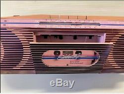 Vintage General Electric Sidestep Pink boombox Battery Stereo Cassette 80s