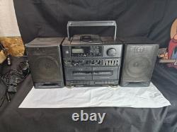 Vintage General Electric Stereo Boombox Portable Cassette And CD Player. Works
