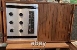 Vintage General Electric T-1000C Stereo/Radio, Mid Century Modern Walnut Cherry