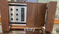 Vintage General Electric T-1000C Stereo/Radio, Mid Century Modern Walnut Cherry