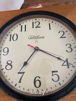 Vintage General Electric Telechron Battery Operated School Clock 16, oak