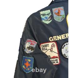 Vintage General Electric Trident Launch Team Jacket 35 Patches Snap Blue Small