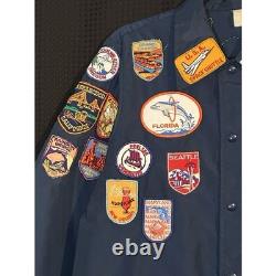 Vintage General Electric Trident Launch Team Jacket 35 Patches Snap Blue Small