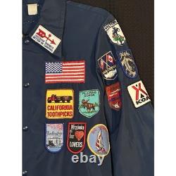Vintage General Electric Trident Launch Team Jacket 35 Patches Snap Blue Small