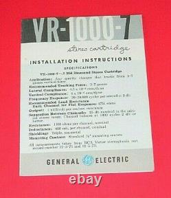 Vintage General Electric VR1000-7 Stereo Cartridge Orthonetic. 7 Mil Diamond NOS