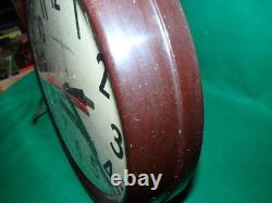 Vintage General Electric Wall Clock Buffalo Scale Brown Bakelite Industrial