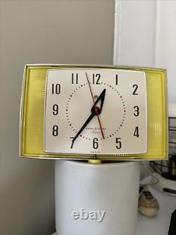 Vintage General Electric Wall Telechron Clock Model #2H105Yellow, WORKS