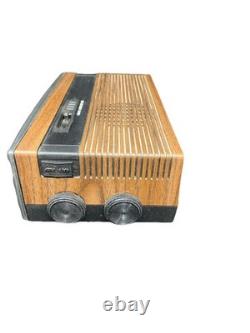 Vintage General Electric Walnut Finish Radio Alarm Clock 7-4305B Rolling Numbers