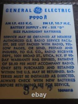 Vintage General Electric World Monitor P-990A 17 Transistor 5 Band Radio Works