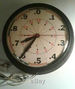 Vintage General Electric industrial midcentury wall clock with rare unusual face