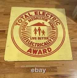 Vintage Large Sign General Electric Gold Medallion Home Total Electric Award Wow