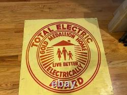 Vintage Large Sign General Electric Gold Medallion Home Total Electric Award Wow