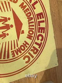 Vintage Large Sign General Electric Gold Medallion Home Total Electric Award Wow