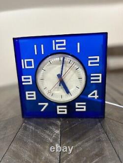 Vintage Lucite Cobalt Blue Wall Clock General Electric Square Retro 60s MCM