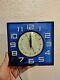 Vintage Lucite Cobalt Blue Wall Clock General Electric Square Retro Working