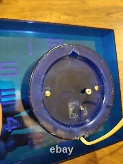 Vintage Lucite Cobalt Blue Wall Clock General Electric Square Retro WORKING