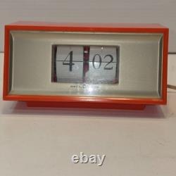 Vintage MCM General Electric GE Model 8114 Flip Clock Orange Works