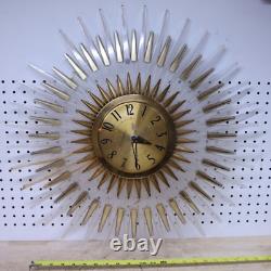 Vintage MCM General Electric Starburst Wire Electric wall clock Gold Tone 24 US