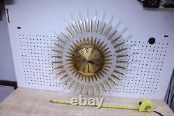 Vintage MCM General Electric Starburst Wire Electric wall clock Gold Tone 24 US