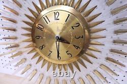 Vintage MCM General Electric Starburst Wire Electric wall clock Gold Tone 24 US