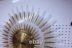 Vintage MCM General Electric Starburst Wire Electric wall clock Gold Tone 24 US