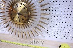 Vintage MCM General Electric Starburst Wire Electric wall clock Gold Tone 24 US