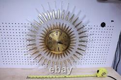 Vintage MCM General Electric Starburst Wire Electric wall clock Gold Tone 24 US