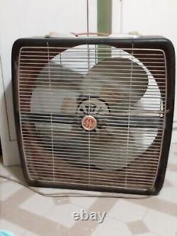 Vintage Metal Box Fan GE General Electric 3 Speed Automatic Dial Thermostat