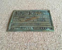 Vintage Metal Plaque Badge Tag General Electric Marine Direct Current Generator