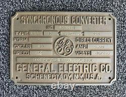 Vintage Metal Sign/Plaque GE General Electric Synchronous Converter HCC