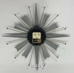 Vintage Mid-Century Modern Black / Gold Starburst General Electric Wall Clock