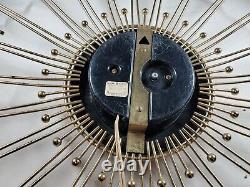 Vintage Mid Century Modern General Electric Atomic Sunburst Clock Gold Metal