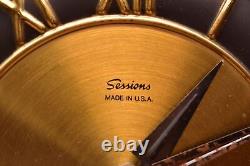 Vintage Mid Century Modern Sessions Starburst Wall Clock MCM Brass Gold 23.25