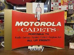 Vintage Motorola Cadets Portable Tv Sign Radio General Electric Television Radar