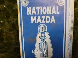 Vintage National Mazda Sign Tin Metal Lamp Bulb General Electric Lighting 6x4