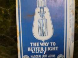 Vintage National Mazda Sign Tin Metal Lamp Bulb General Electric Lighting 6x4