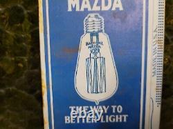 Vintage National Mazda Sign Tin Metal Lamp Bulb General Electric Lighting 6x4