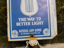 Vintage National Mazda Sign Tin Metal Lamp Bulb General Electric Lighting 6x4