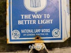 Vintage National Mazda Sign Tin Metal Lamp Bulb General Electric Lighting 6x4