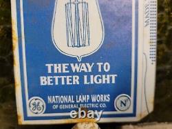 Vintage National Mazda Sign Tin Metal Lamp Bulb General Electric Lighting 6x4