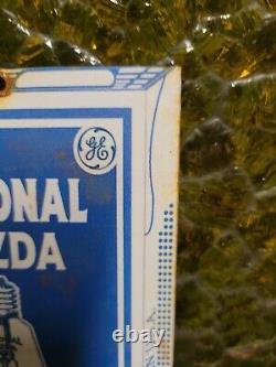 Vintage National Mazda Sign Tin Metal Lamp Bulb General Electric Lighting 6x4