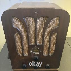 Vintage Old Rare Tombstone A-53 General Electric Tube Radio Wood Case Parts USA