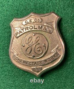 Vintage Patrolman Badge Schenectady Works G. E. General Electric Ny