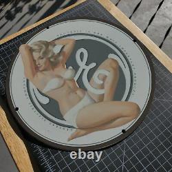 Vintage Porcelain General Electric Co's'White Bikini Girl' Gas & Oil Metal Sign