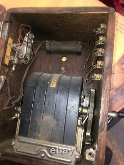 Vintage Quartersawn oak Western Electric Antique Wall Phone, Crank Generator 20