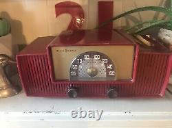 Vintage Red Mid Century General Electric Model 429 427 Tube DIAL BEAM Radio Rare