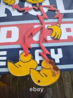 Vintage Reddy Kilowatt Porcelain Electricity Power Company Sign General Electric