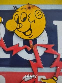 Vintage Reddy Kilowatt Porcelain Electricity Power Company Sign General Electric